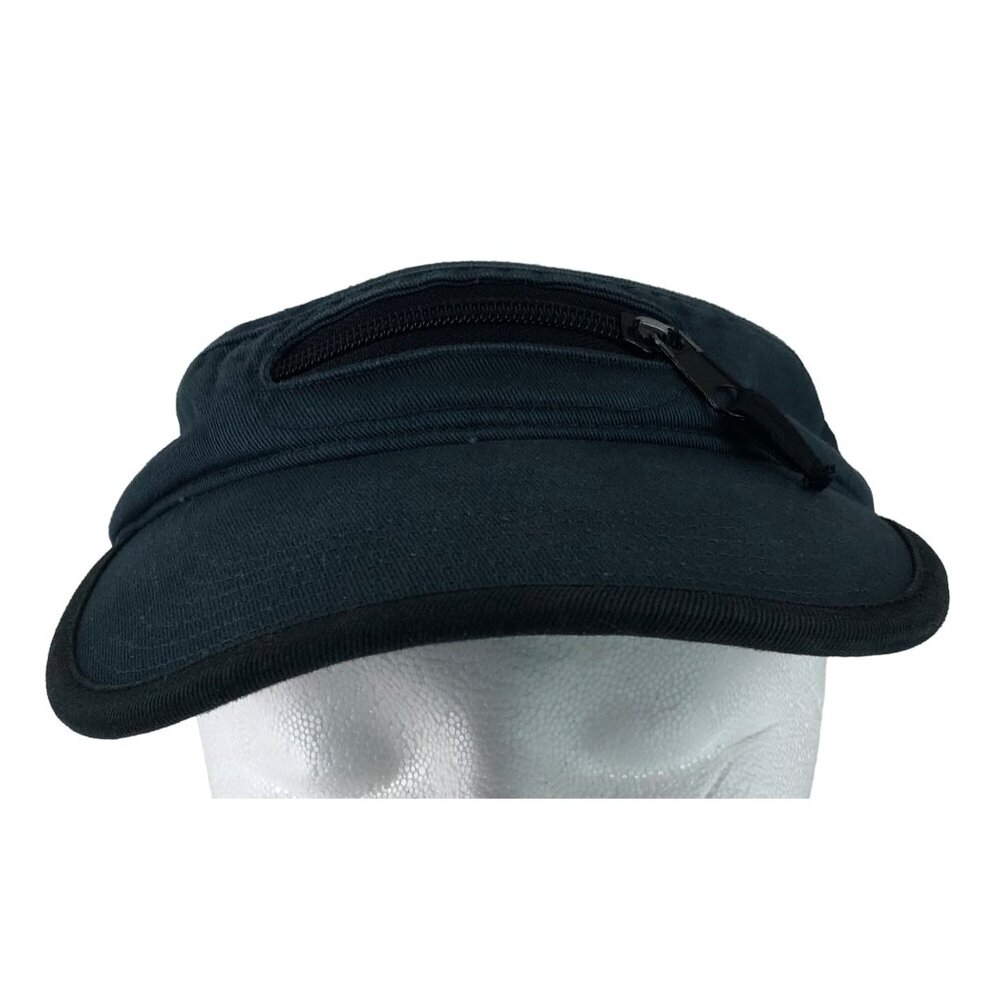 Vintage Navy Blue Canvas Adjustable Sun Visor w/Front Zipper Pocket - Picture 2 of 10